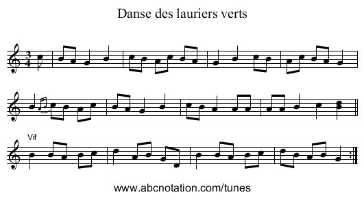 Danse des lauriers verts - staff notation