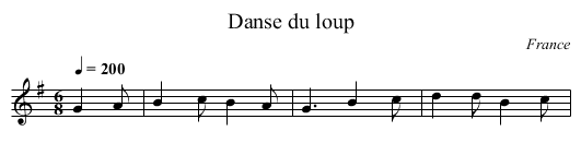 Danse du loup - staff notation