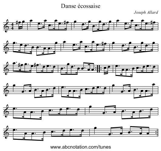 Danse écossaise - staff notation