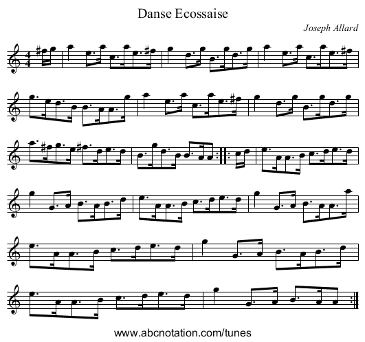 Danse Ecossaise - staff notation