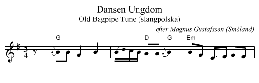 Dansen Ungdom - staff notation