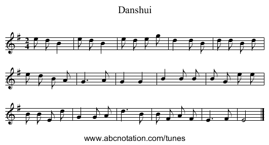 Danshui - staff notation