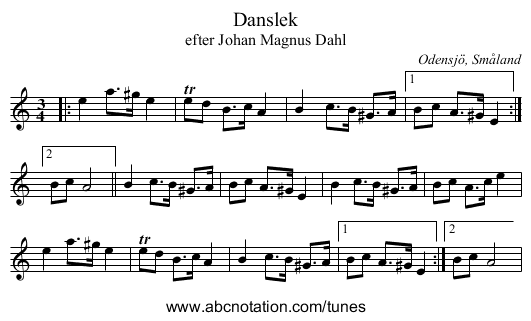 Danslek - staff notation
