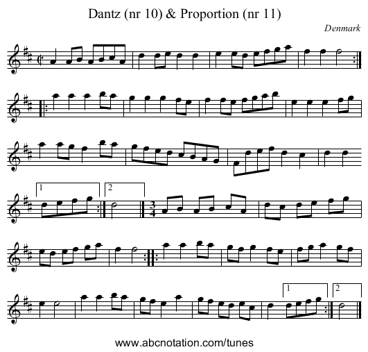 Dantz (nr 10) & Proportion (nr 11) - staff notation