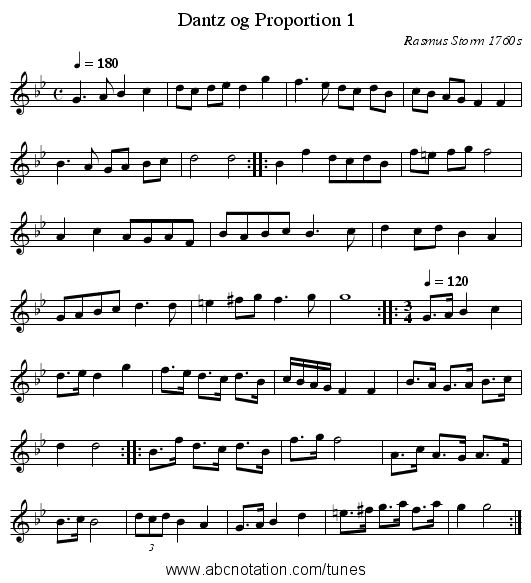 Dantz og Proportion 1 - staff notation