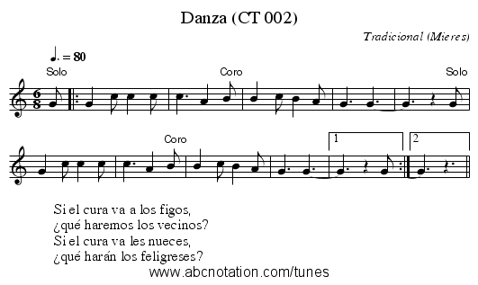 Danza (CT 002) - staff notation