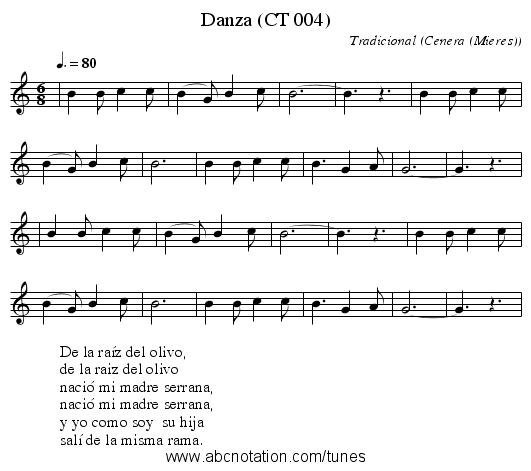 Danza (CT 004) - staff notation