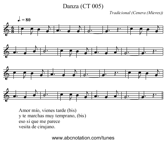 Danza (CT 005) - staff notation