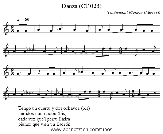 Danza (CT 023) - staff notation