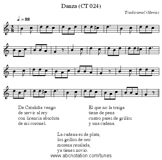 Danza (CT 024) - staff notation