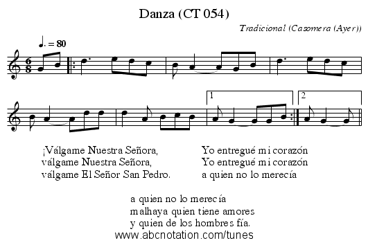 Danza (CT 054) - staff notation