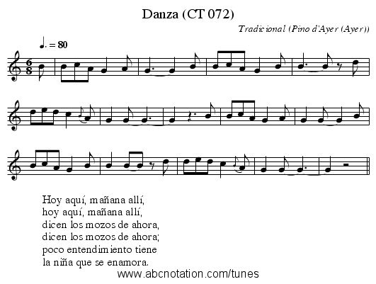 Danza (CT 072) - staff notation