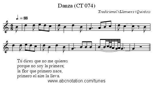Danza (CT 074) - staff notation