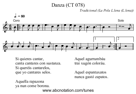 Danza (CT 078) - staff notation