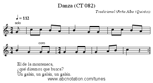 Danza (CT 082) - staff notation
