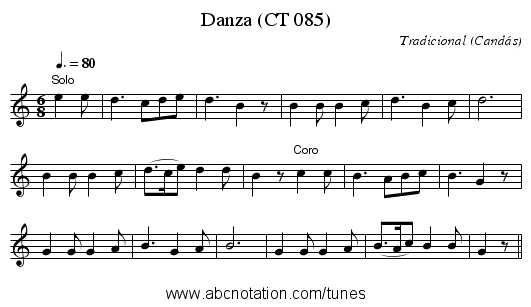 Danza (CT 085) - staff notation