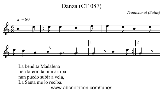 Danza (CT 087) - staff notation