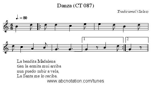 Danza (CT 087) - staff notation