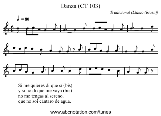 Danza (CT 103) - staff notation