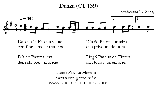 Danza (CT 159) - staff notation