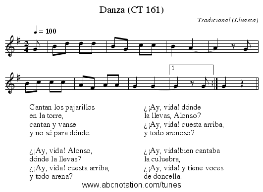 Danza (CT 161) - staff notation