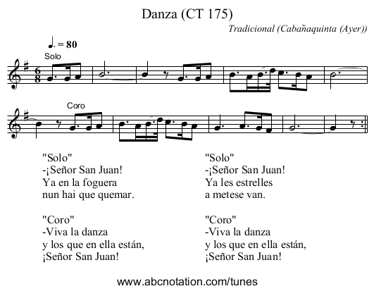 Danza (CT 175) - staff notation