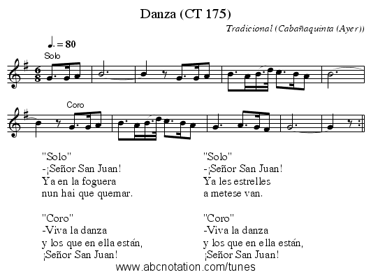 Danza (CT 175) - staff notation