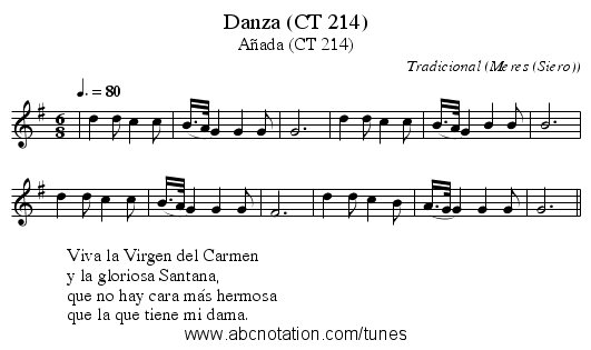 Danza (CT 214) - staff notation