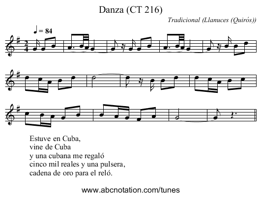 Danza (CT 216) - staff notation