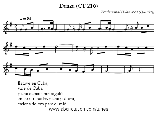 Danza (CT 216) - staff notation