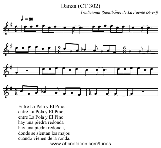 Danza (CT 302) - staff notation