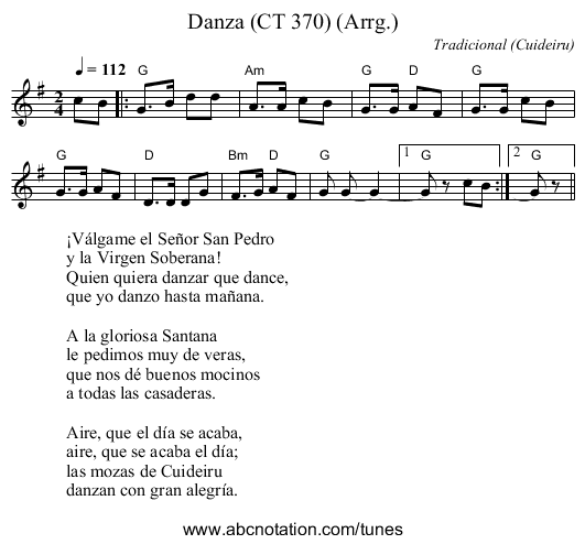 Danza (CT 370) (Arrg.) - staff notation