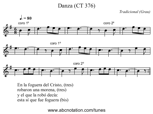 Danza (CT 376) - staff notation