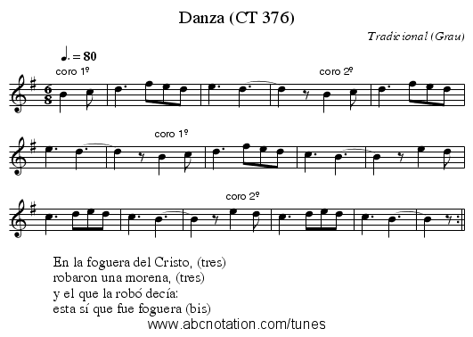 Danza (CT 376) - staff notation