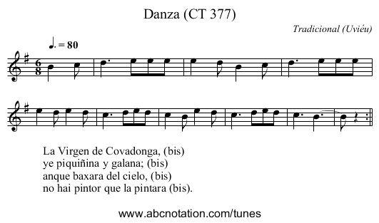 Danza (CT 377) - staff notation