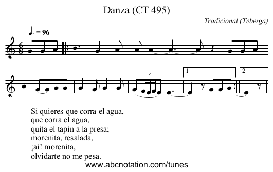 Danza (CT 495) - staff notation