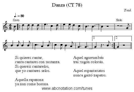 Danza (CT 78) - staff notation