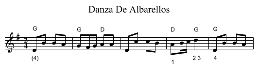 Danza De Albarellos - staff notation