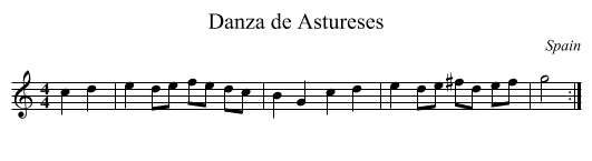 Danza de Astureses - staff notation