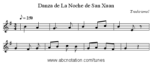 Danza de La Noche de San Xuan - staff notation