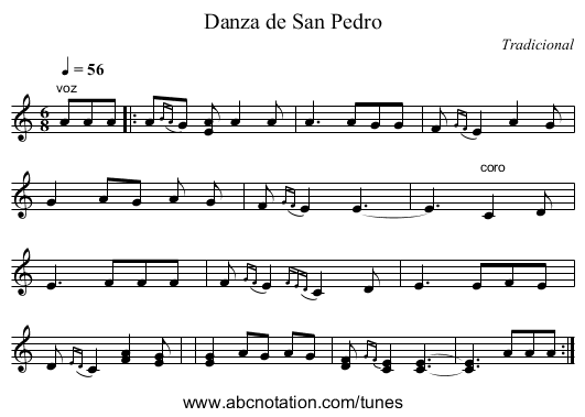 Danza de San Pedro - staff notation