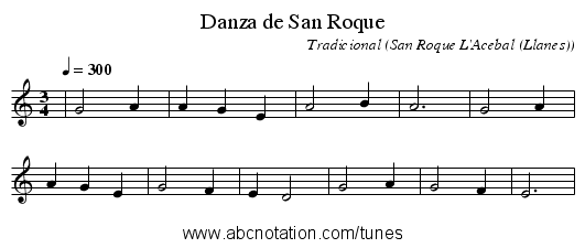 Danza de San Roque - staff notation