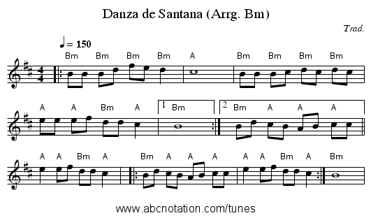 Danza de Santana (Arrg. Bm) - staff notation