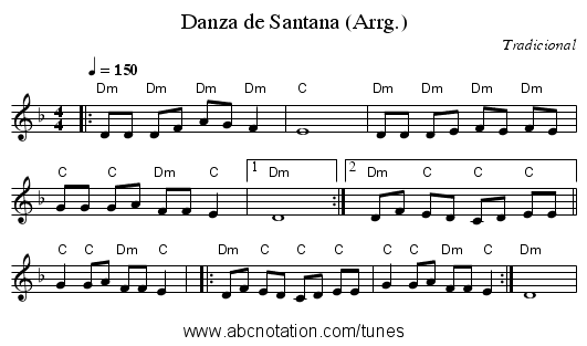 Danza de Santana (Arrg.) - staff notation