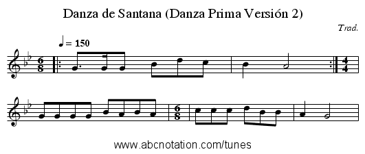 Danza de Santana (Danza Prima Versión 2) - staff notation