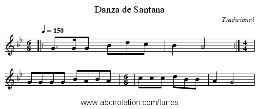Danza de Santana - staff notation