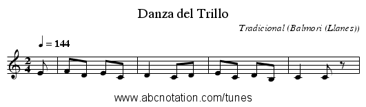 Danza del Trillo - staff notation