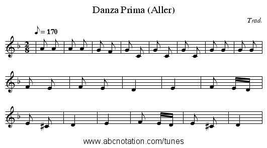 Danza Prima (Aller) - staff notation