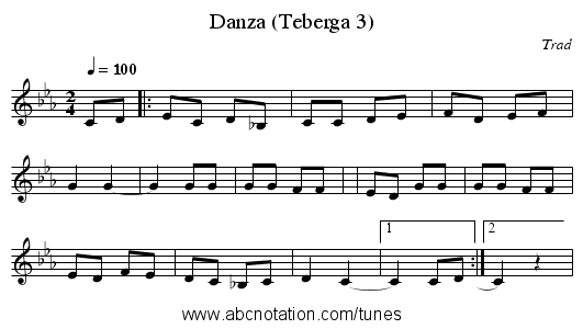Danza (Teberga 3) - staff notation