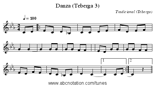 Danza (Teberga 3) - staff notation